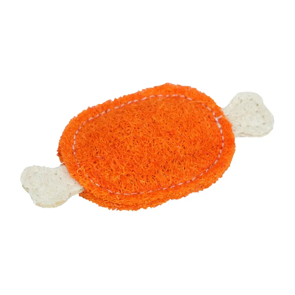 A natural loofah teething toy for cats, promoting dental health and self-play. Made from plant-based materials with edible dyes, it's safe, digestible, and perfect for relieving boredom.
