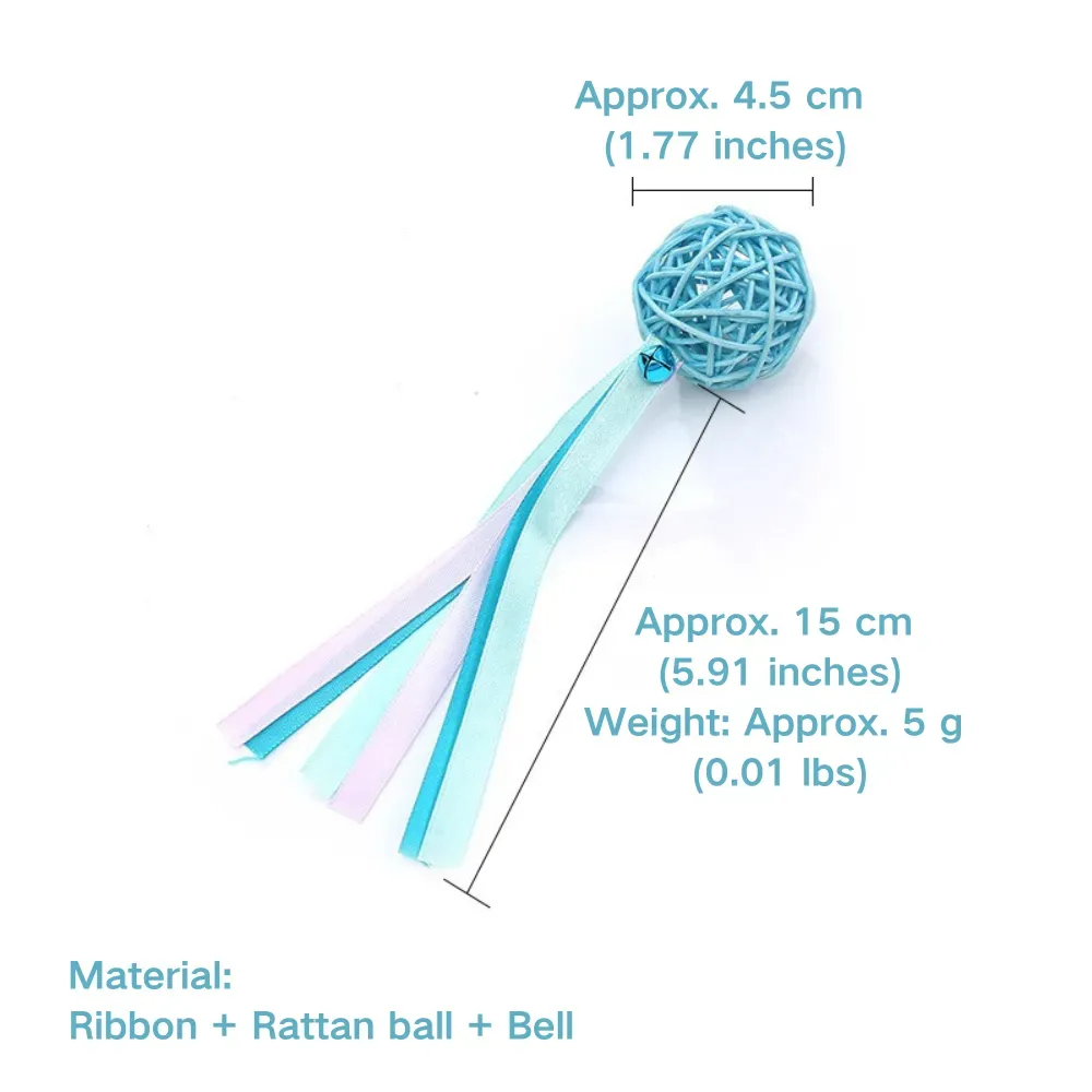 Interactive Ribbon &amp; Rattan Ball Cat Toy with Bell – Fun Playtime Companion for Cats