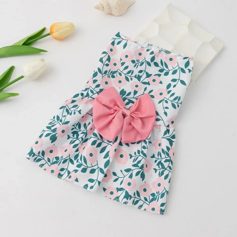 Whether it's a special event or just a day out, this cute floral dress for dogs adds a charming touch to any wardrobe with its easy-to-wear design and comfortable fit.