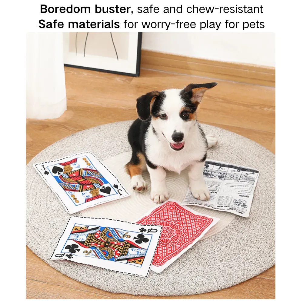 Perfect for pet stores, this realistic newspaper and playing card dog toy provides a unique and interactive play experience for customers' dogs.