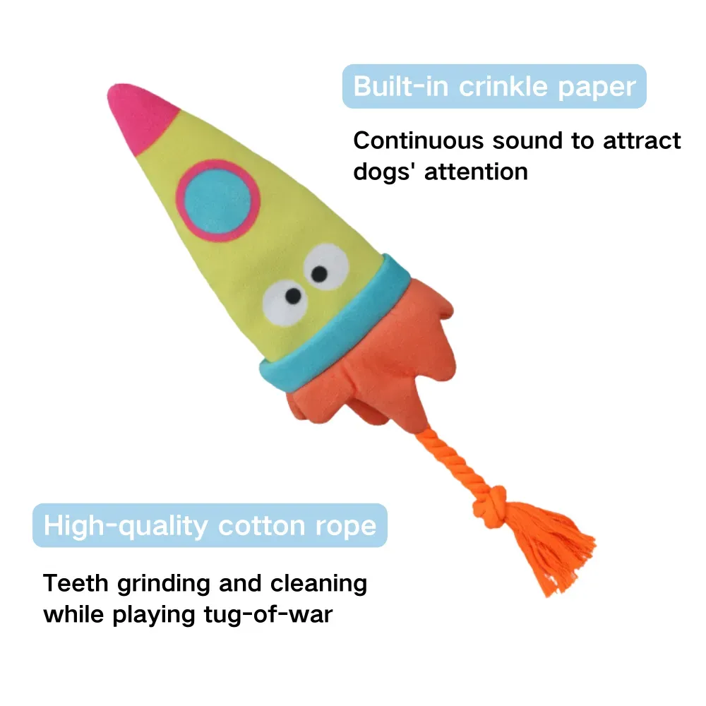 Bibi Sound Pet Toy – Cotton Rope Interactive Tug-of-War Toy with Crinkle Paper and Teething Features for Dogs