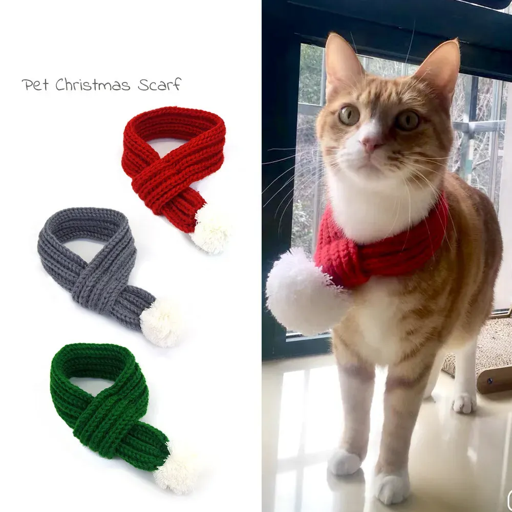 Scarf for Pet (3) This soft knitted scarf is the perfect accessory for the holiday season, providing both warmth and style with its cozy design and adjustable wearability.