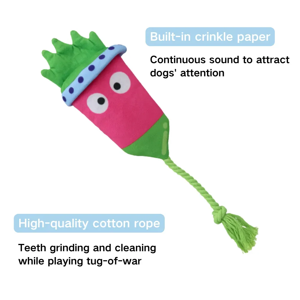 Crinkle Paper Insert: Built-in crinkle paper creates a satisfying rustling sound, capturing dogs' attention and encouraging prolonged engagement, ensuring endless fun during solo or interactive play.