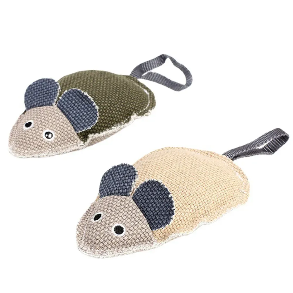 dog chew toy (4) The linen mouse chew toy for dogs offers a built-in sound feature that enhances playtime, making it an interactive and engaging option for pet retailers looking to offer toys that stimulate and entertain pets.