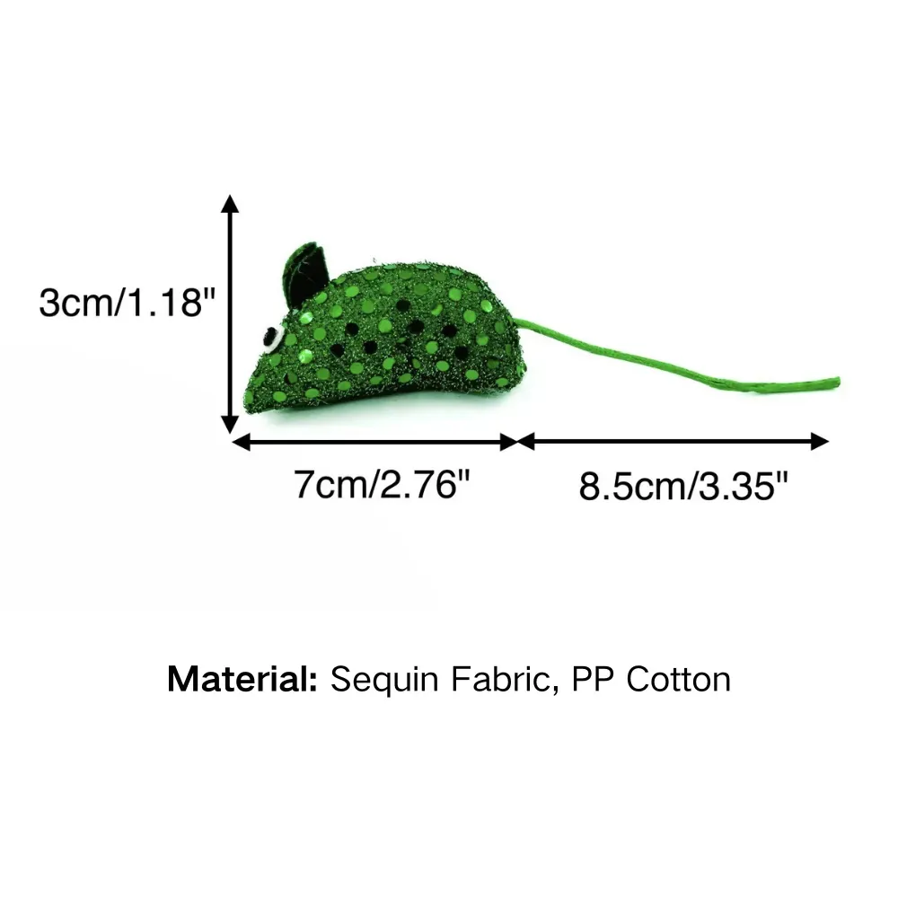 Stimulate your cat’s natural hunting instincts with this colorful, fun, and safe sequin mouse toy designed for chewing and play.