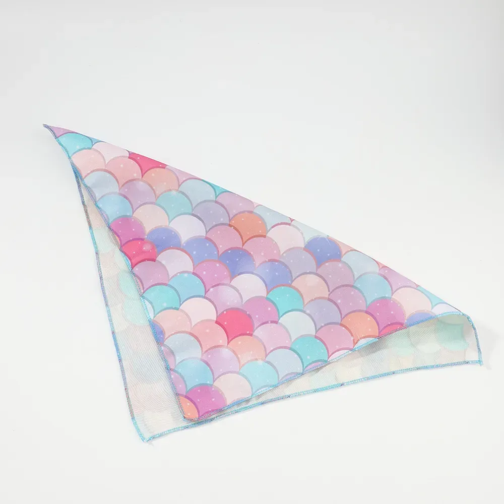 Triangle Scarf for Dogs (7) Ideal for Pet Photoshoots and Social Media: The eye-catching tri-color mermaid design is perfect for photoshoots and pet social media profiles.