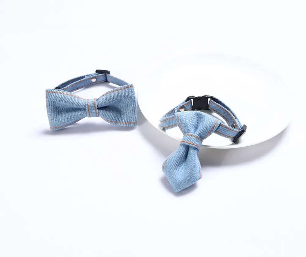 Stylish and Elegant Design: The denim bow tie collar set brings a touch of sophistication and charm to pets.