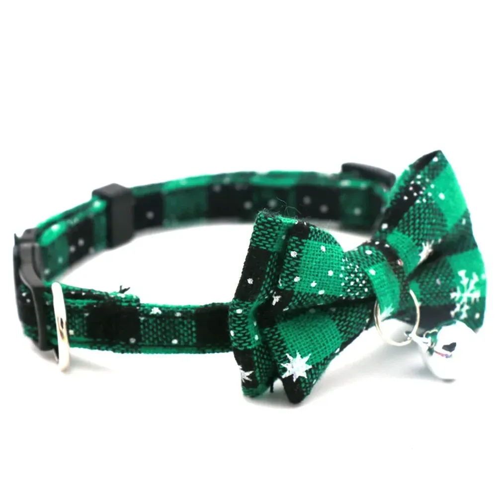 Snowflake Pattern Bow tie Pet Collar with Bell 