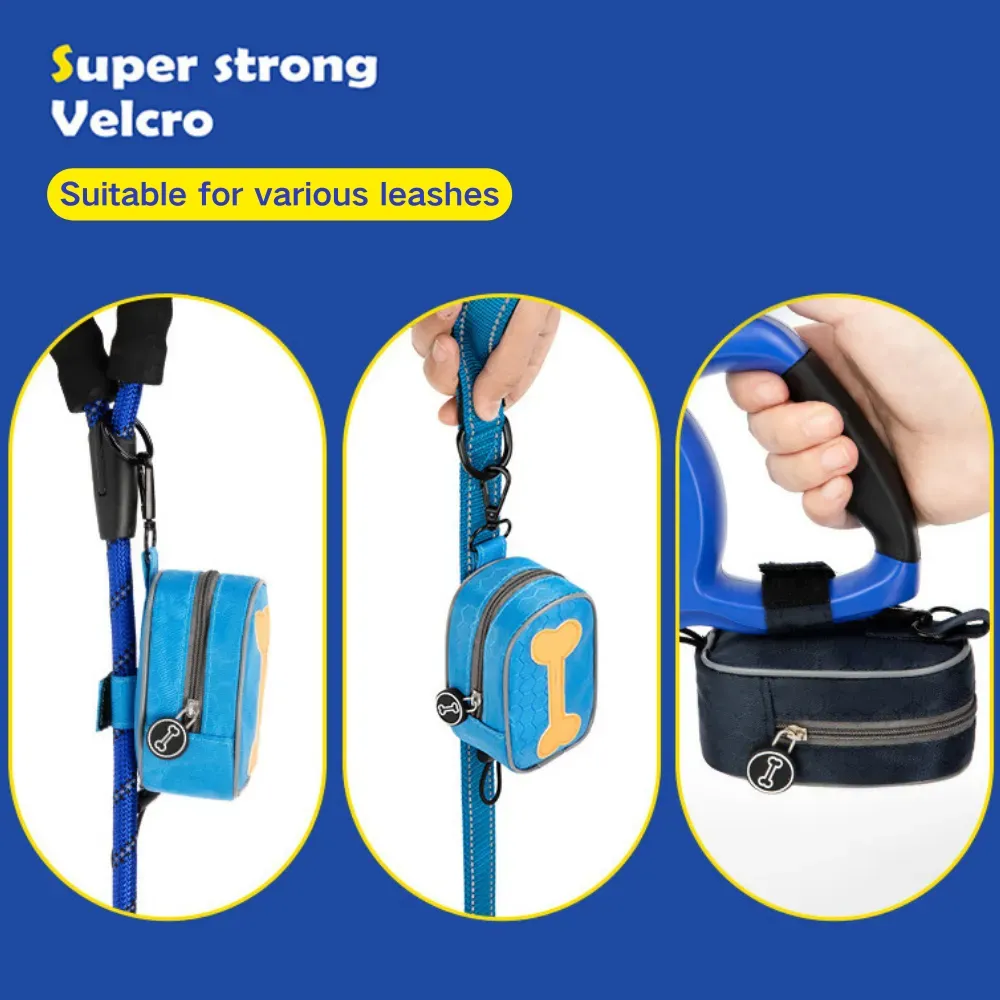 Hands-Free Dog Poop Bag Dispenser (2) With strong Velcro straps, this dispenser can easily attach to leashes, belts, or bags, offering pet owners flexibility and ease during walks.