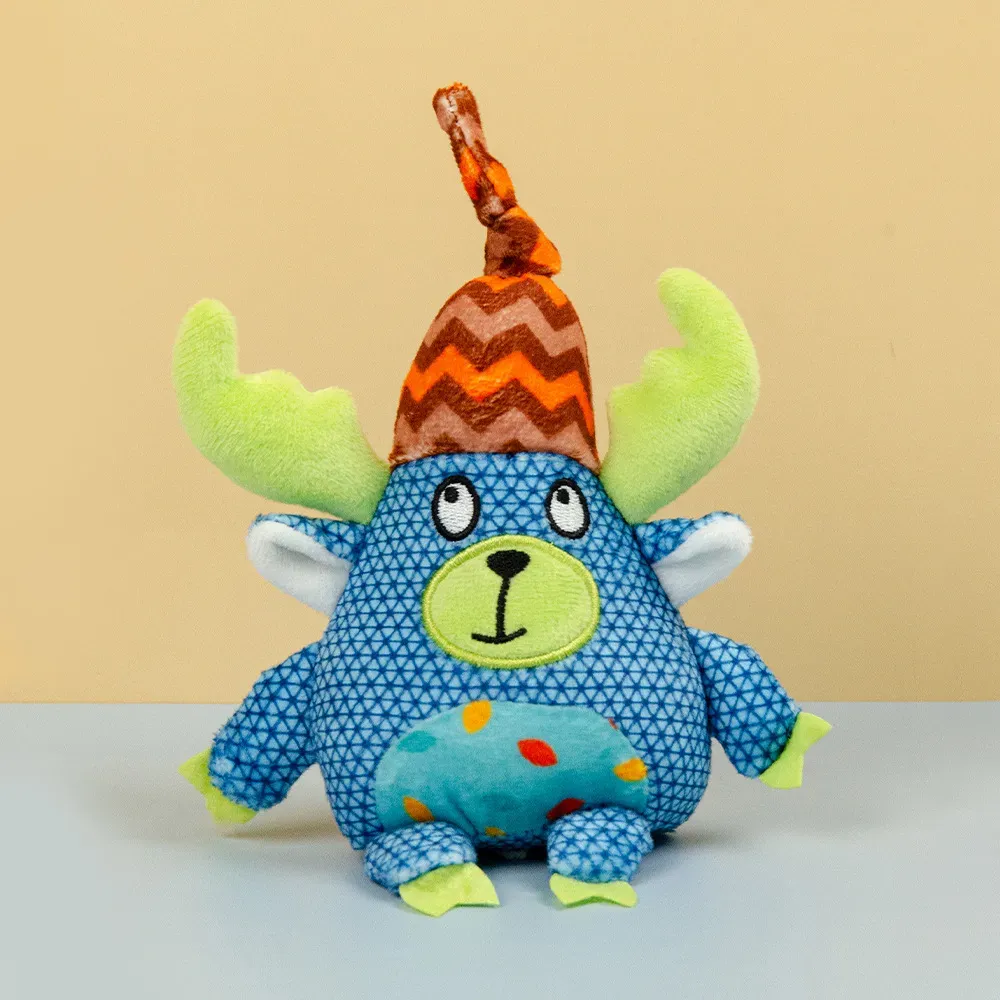 Colorful and engaging animal-shaped plush BB squeaky toy, designed to entertain and encourage active play with a squeaker for added excitement.