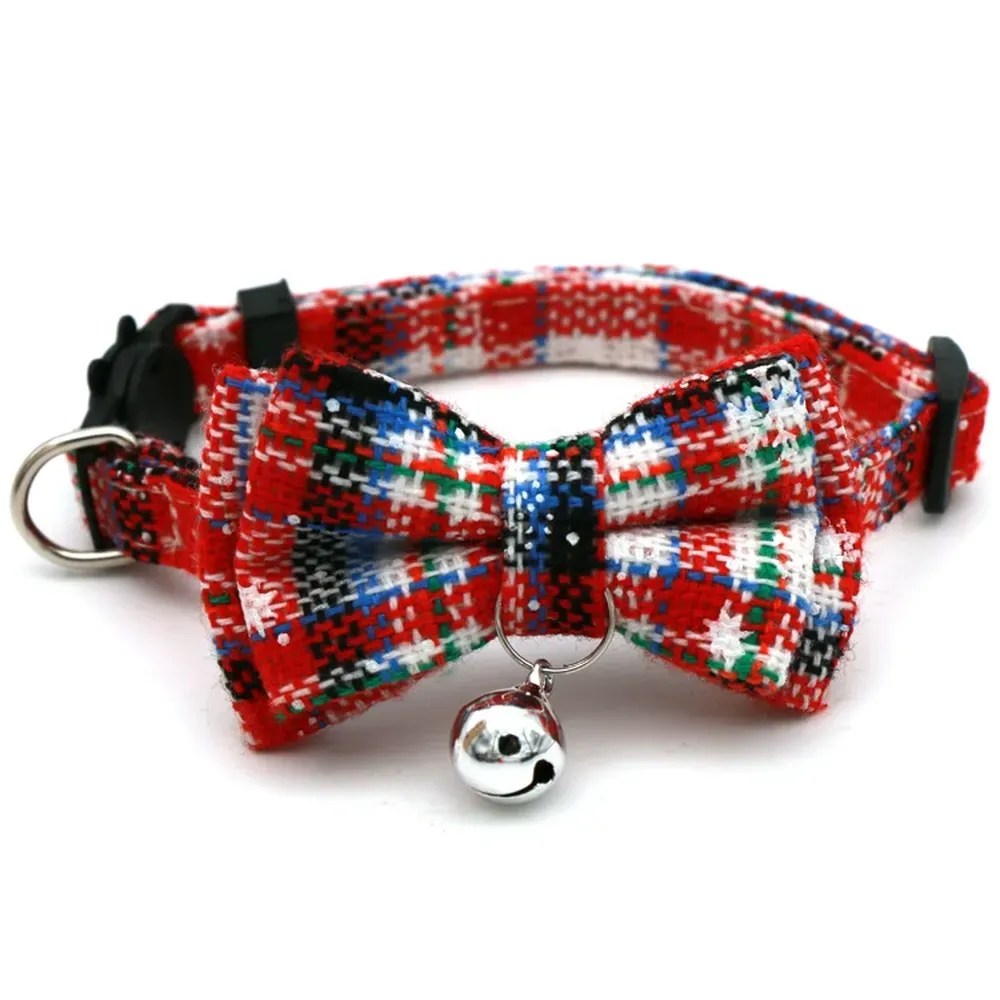 Snowflake Pattern Bow tie Pet Collar with Bell 