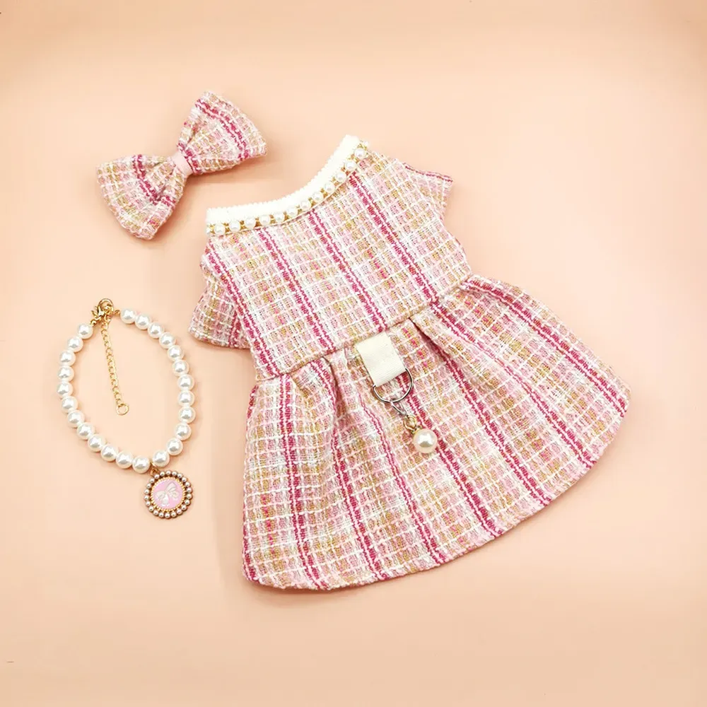 Charming Accessories: The bow headband and faux pearl necklace are designed to be worn as accessories, adding a fashionable flair to any outfit. 