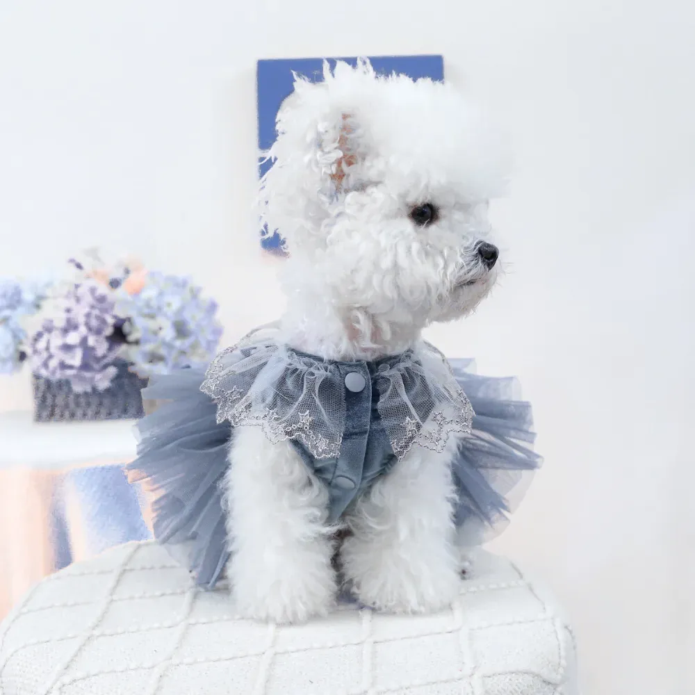 pet wedding dress (5) The dress combines feminine tulle with practical design elements, making it the ideal choice for fashion-conscious pet owners who want to dress their pets in high-end attire.