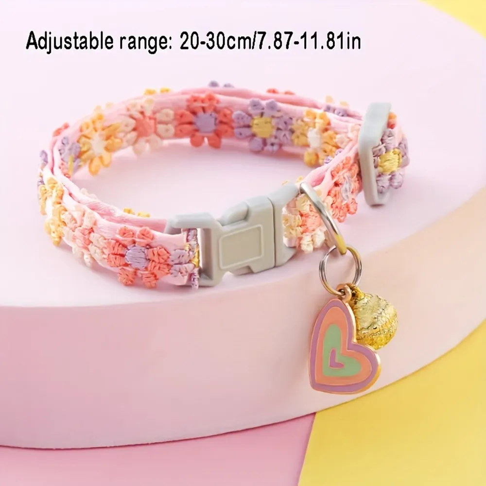 Adjustable Floral Lace Pet Collar with Pendant