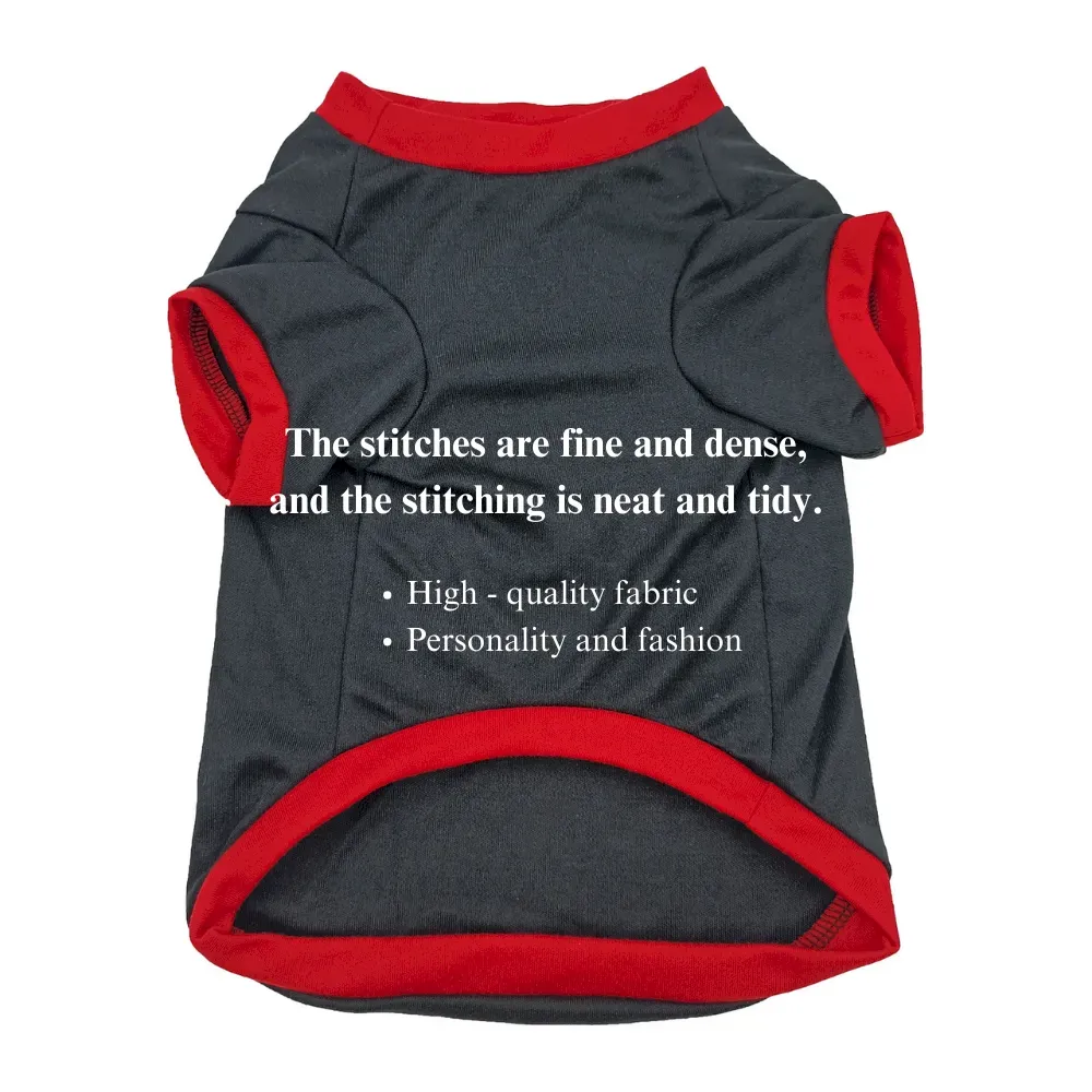 dog T-shirt with red cuffs