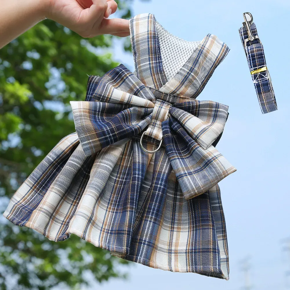 College Style Pet Dress with Large Bowknot