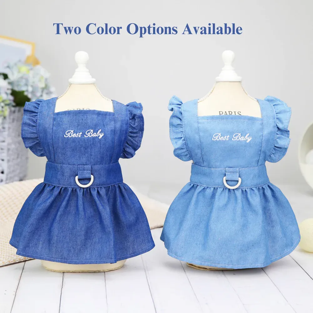 Embroidered Letter Denim Skirt for Small Dogs and Cats, Perfect for Spring/Summer