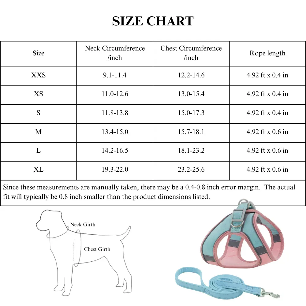 Winter Fleece Suede Pet Harness with Reflective for Dog and Cat