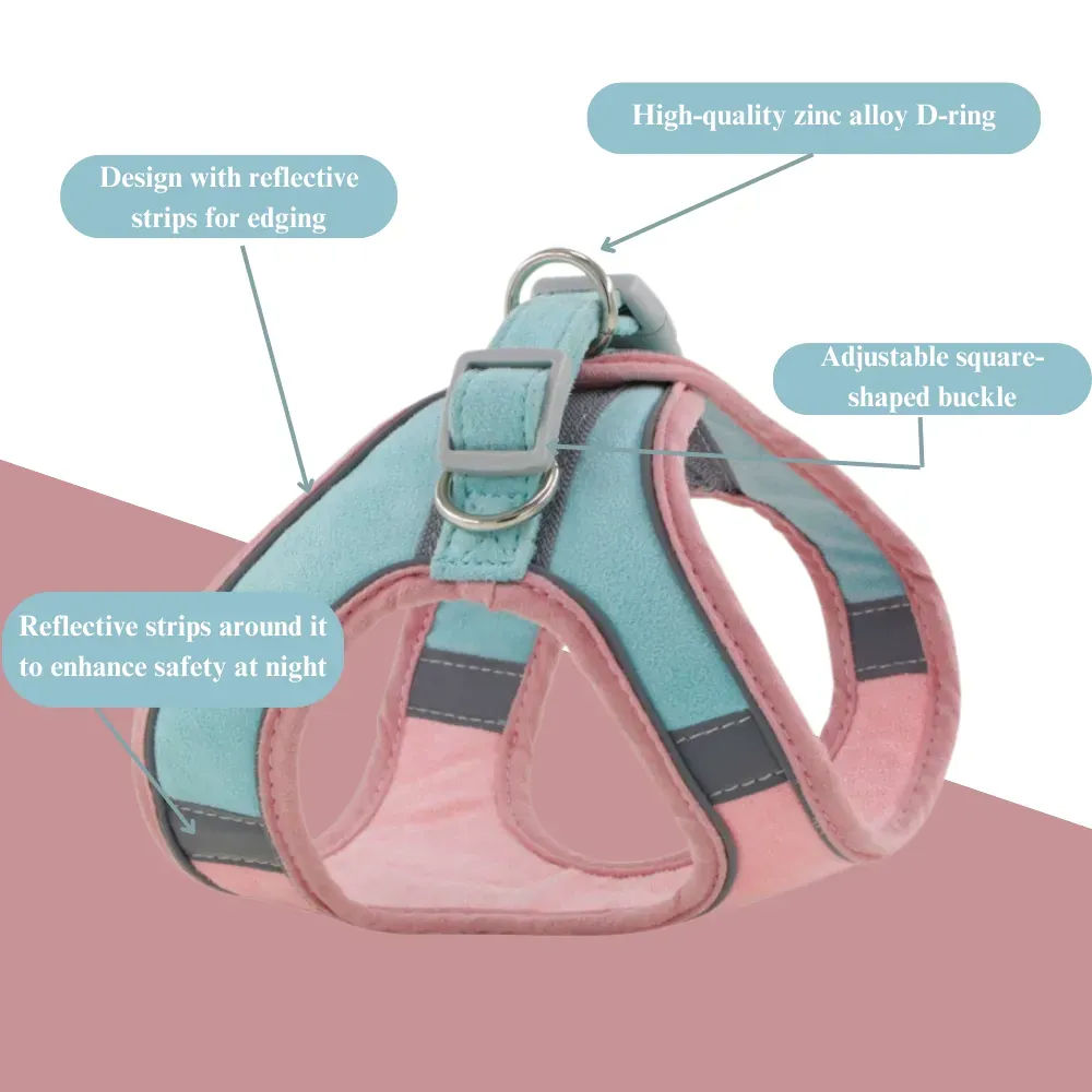 Winter Fleece Suede Pet Harness with Reflective for Dog and Cat