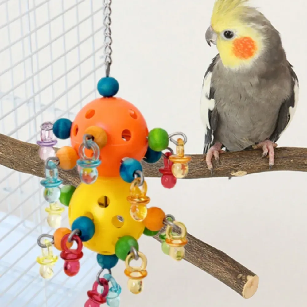 Plastic Hollow Bird Cage Hanging Bird Toy For Medium And Small Birds, Entertainment Stress Relief Chewing Toy Suitable For Birdcage Toys Model Hanging Ball Bird Toy Suitable for Birdcage