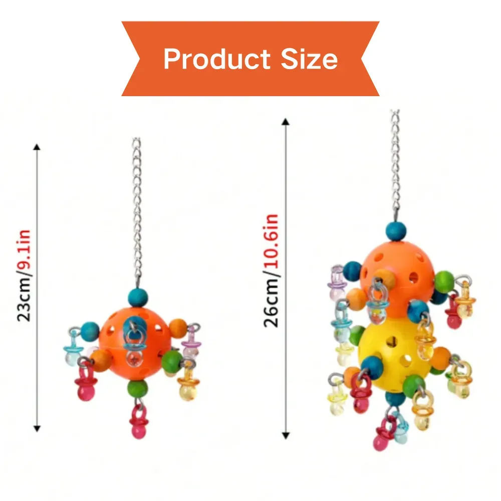 Plastic Hollow Bird Cage Hanging Bird Toy For Medium And Small Birds, Entertainment Stress Relief Chewing Toy Suitable For Birdcage Toys Size Hanging Ball Bird Toy Suitable for Birdcage