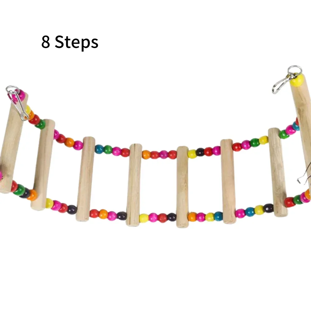 Wooden Climbing Ladder with Colorful Beads Bird Toy