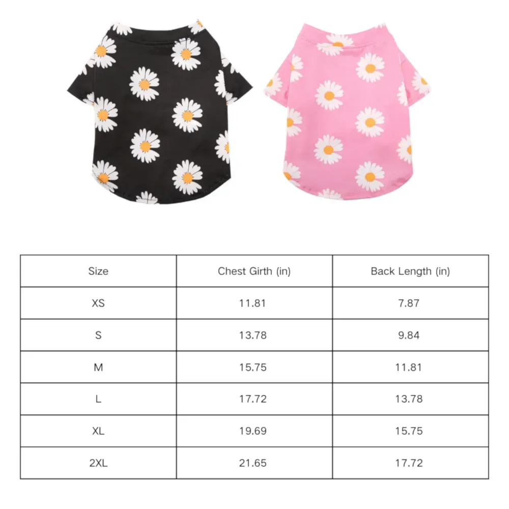 dog breathable t-shirts size