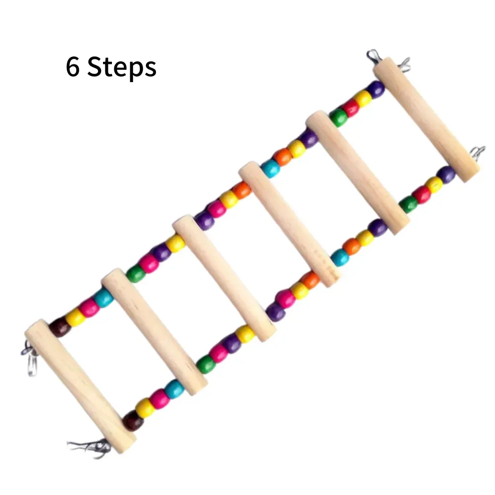 Wooden Climbing Ladder with Colorful Beads Bird Toy