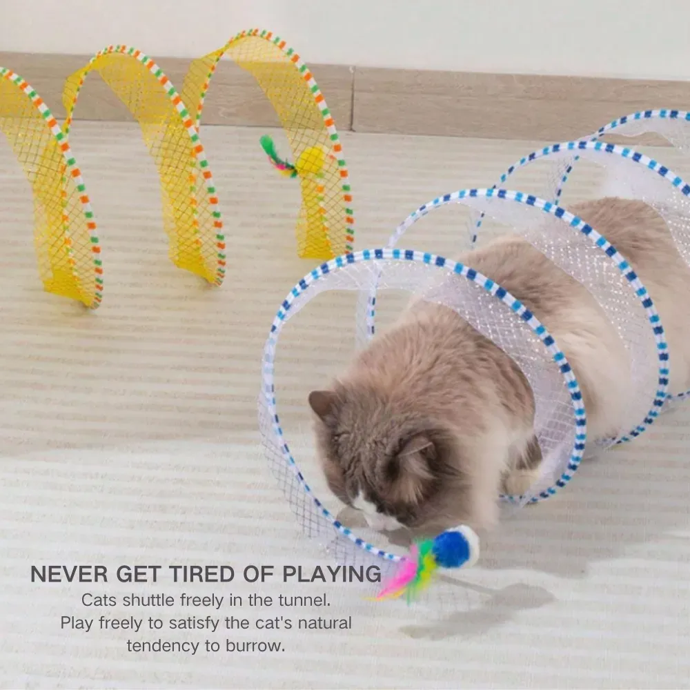 S-Shape Patchwork Design Cat Tunnel Toy