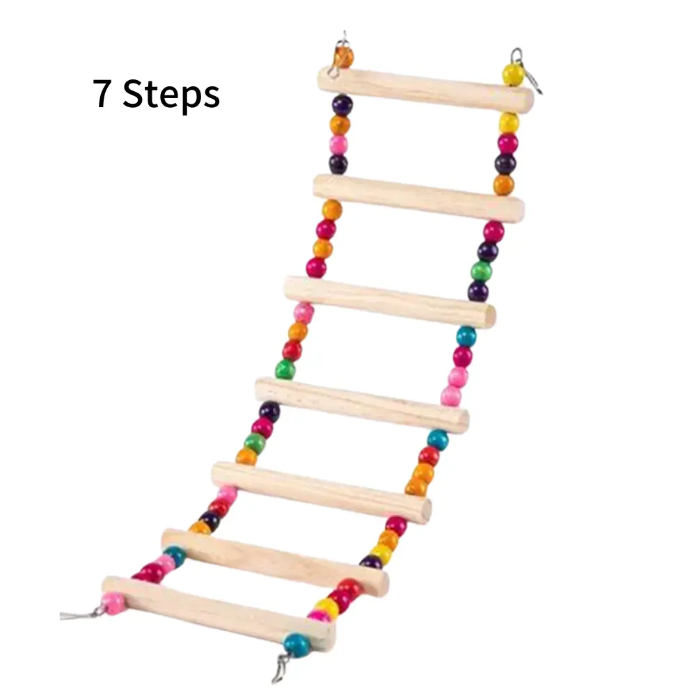 Wooden Climbing Ladder with Colorful Beads Bird Toy