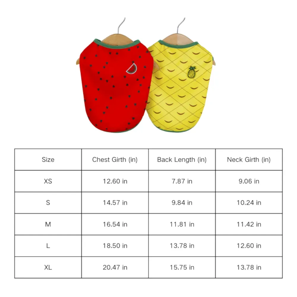 summer dog clothing size
