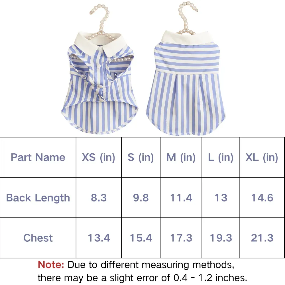 Summer Casual Stripe Pet Shirt for Dogs and Cats (1) Ideal for both dogs and cats, available in multiple sizes.