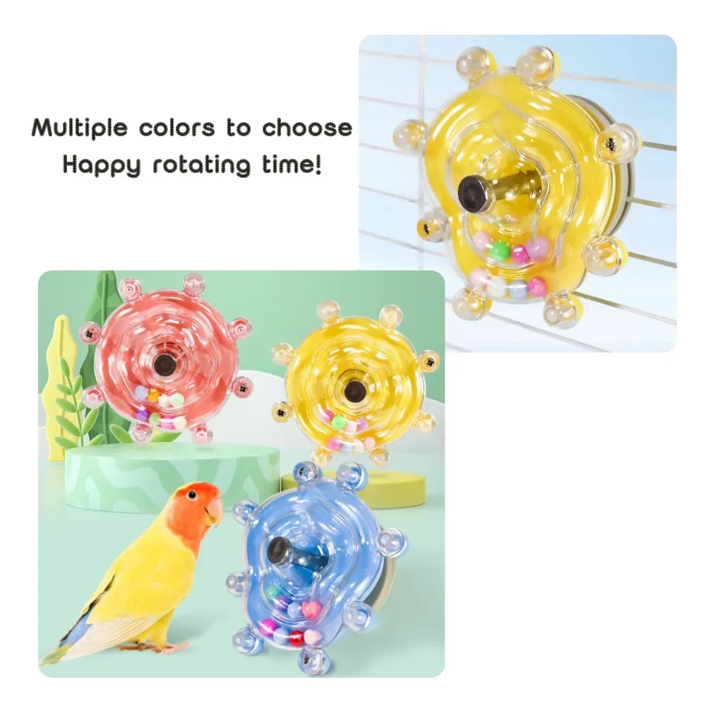 Bird Toy, Bird Bite And Decompression Toy, With Randomly Colored Beads, Multifunctional Hanging Bird Toy, Function Spinning Bird Toy with Randomly Colored Beads