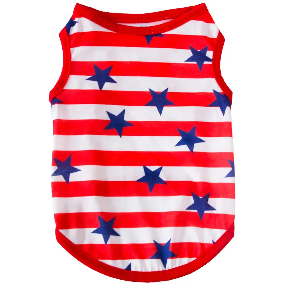 Summer Lightweight Stripe and Star Pet Vest for Dogs (15) Lightweight summer vest for dogs and cats, perfect for warm weather.