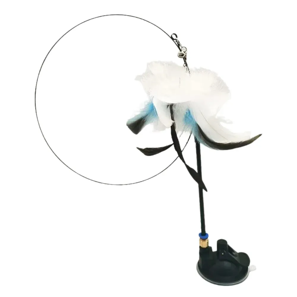 Small Cat Toy White and Blue Feather