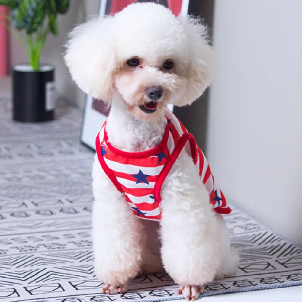 Summer Lightweight Stripe and Star Pet Vest for Dogs (2) Soft, breathable fabric to keep pets cool during hot days.