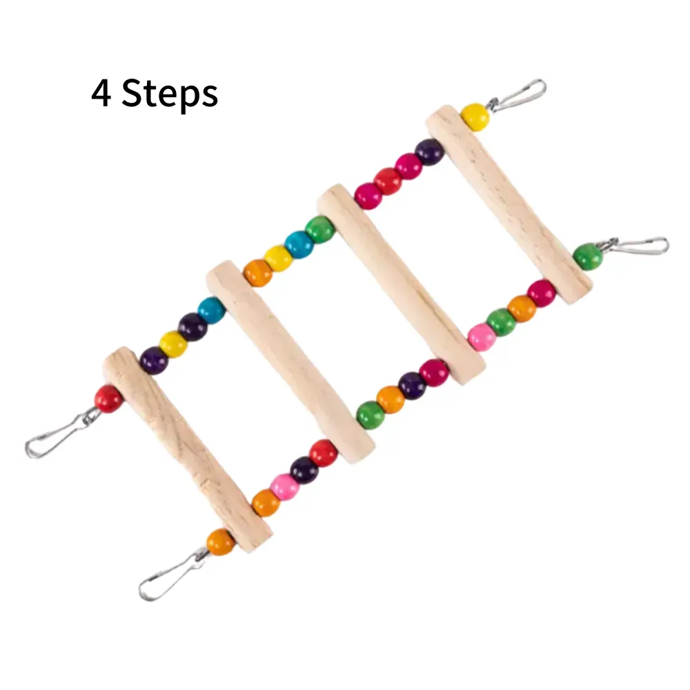 Wooden Climbing Ladder with Colorful Beads Bird Toy