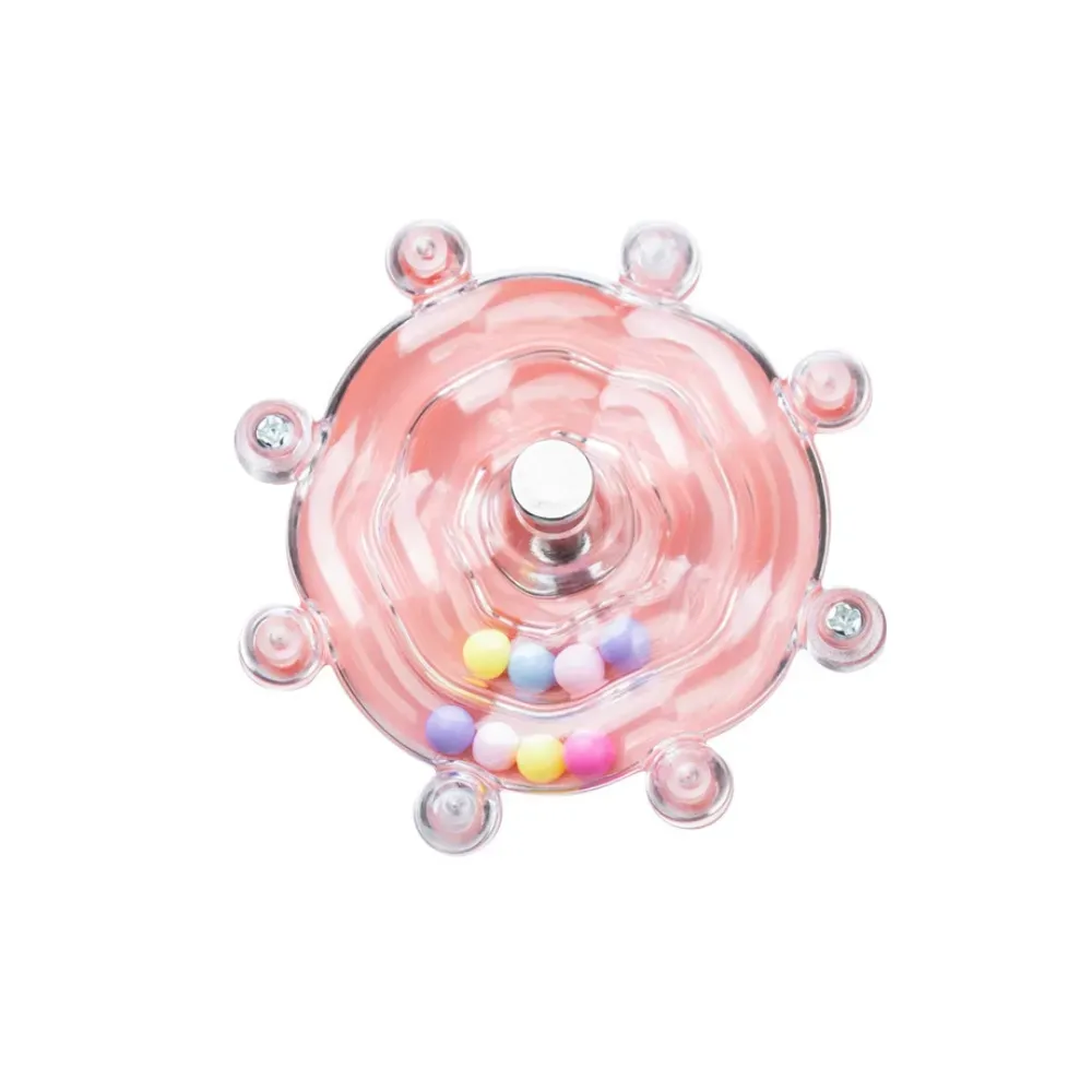 Bird Toy, Bird Bite And Decompression Toy, With Randomly Colored Beads, Multifunctional Hanging Bird Toy, Pink Spinning Bird Toy with Randomly Colored Beads