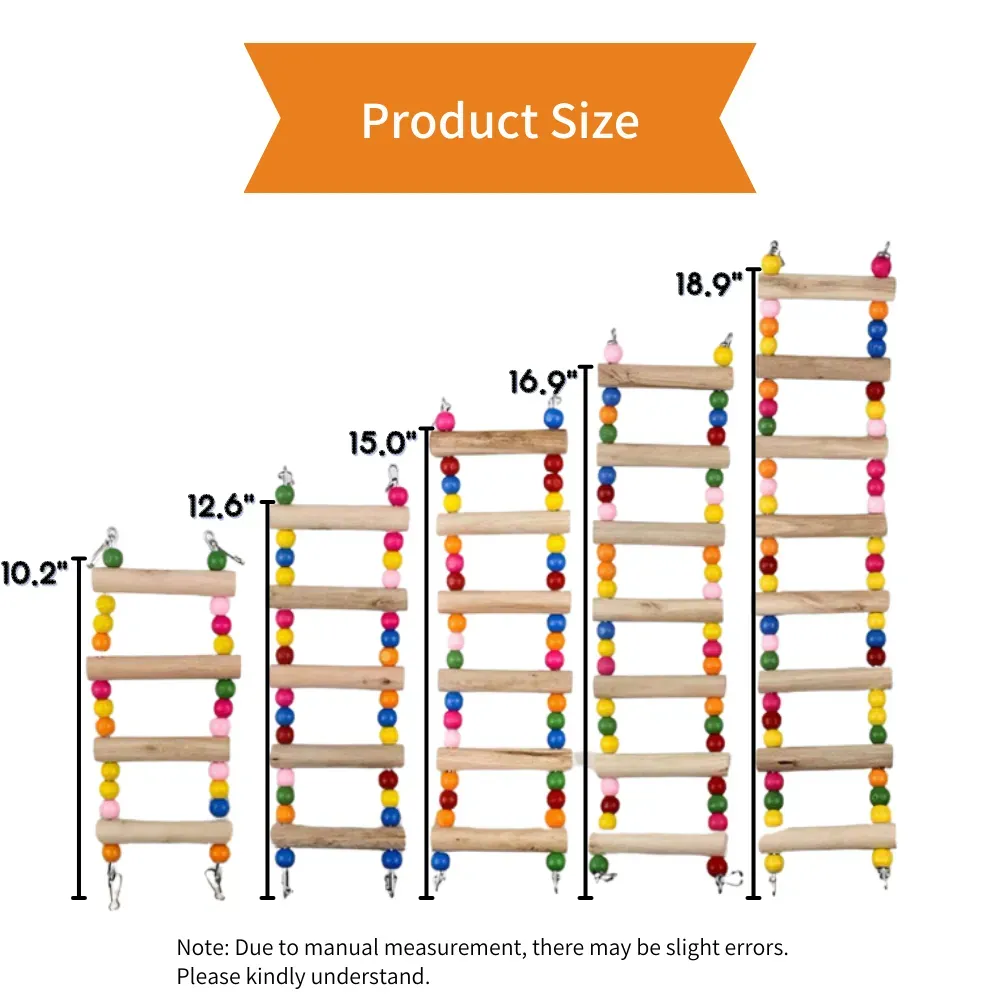 Wooden Climbing Ladder with Colorful Beads Bird Toy