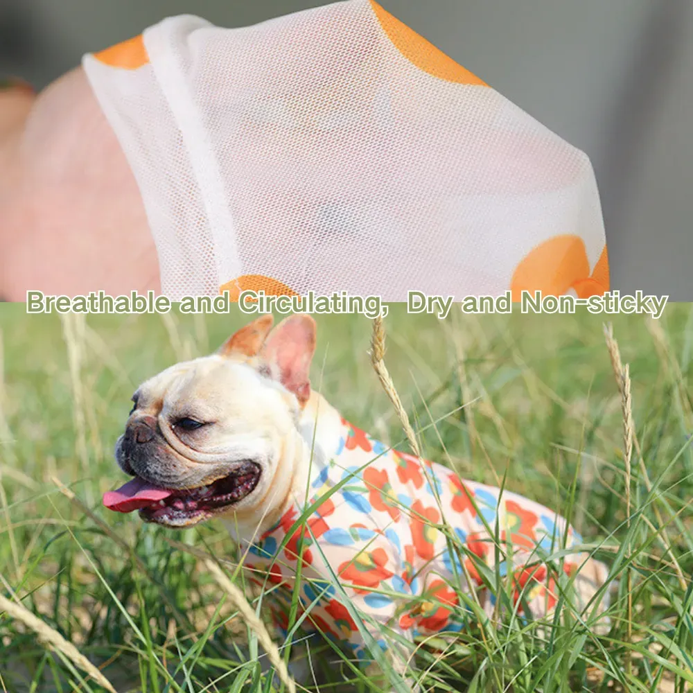 Summer Breathable Mesh Cooling T-Shirt for Dogs (4) Soft, stretchy material that offers a smooth and flexible fit.