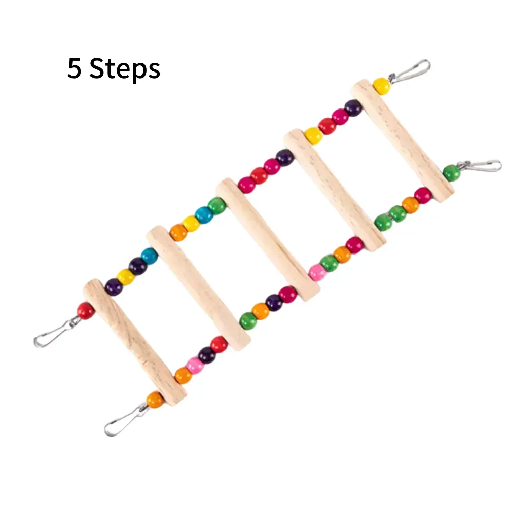 Wooden Climbing Ladder with Colorful Beads Bird Toy