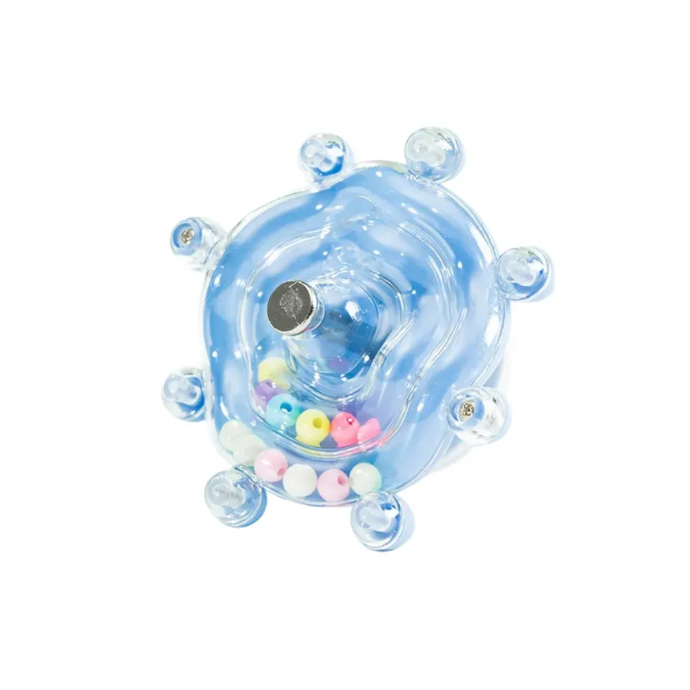 Bird Toy, Bird Bite And Decompression Toy, With Randomly Colored Beads, Multifunctional Hanging Bird Toy, Blue Spinning Bird Toy with Randomly Colored Beads