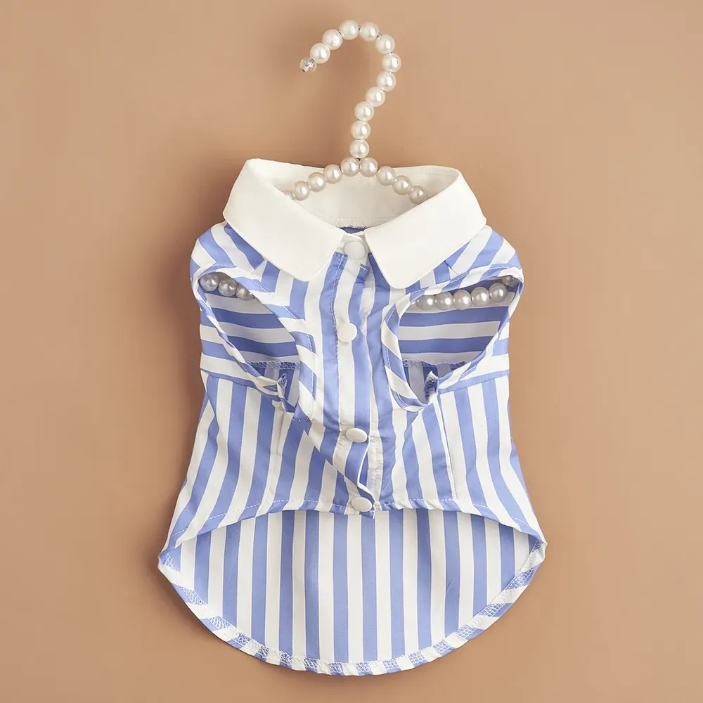 Summer Casual Stripe Pet Shirt for Dogs and Cats (9) Perfect for casual outings, keeping pets stylish and comfortable.