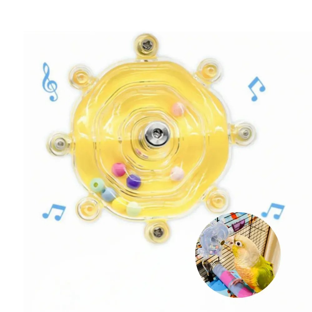 Bird Toy, Bird Bite And Decompression Toy, With Randomly Colored Beads, Multifunctional Hanging Bird Toy, Main Spinning Bird Toy with Randomly Colored Beads
