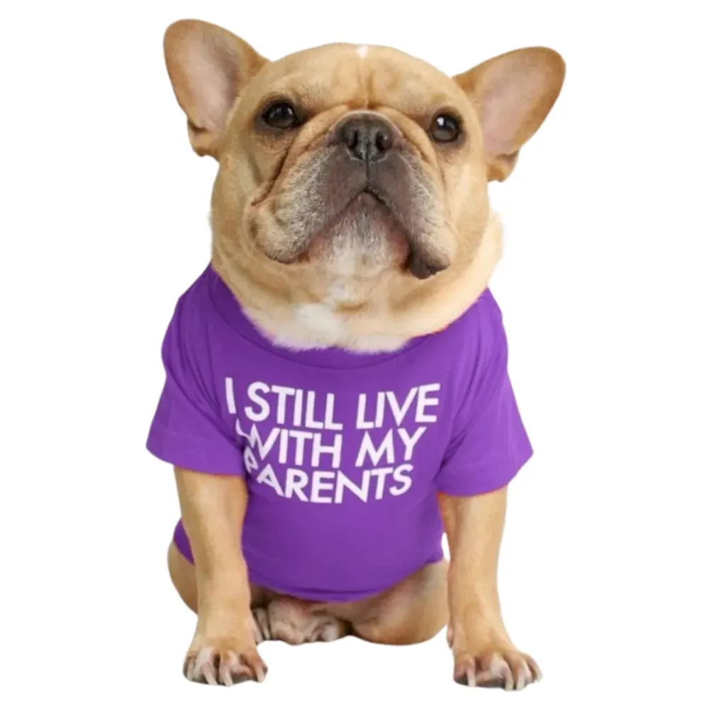 purple Letter printed bulldog t-shirt