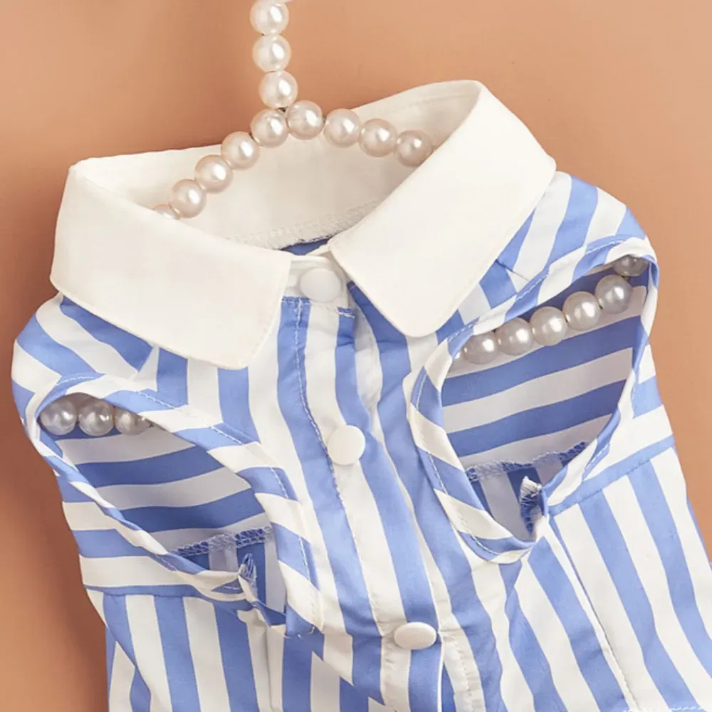 Summer Casual Stripe Pet Shirt for Dogs and Cats (3) Versatile pet shirt that offers a relaxed fit for pets of all sizes.
