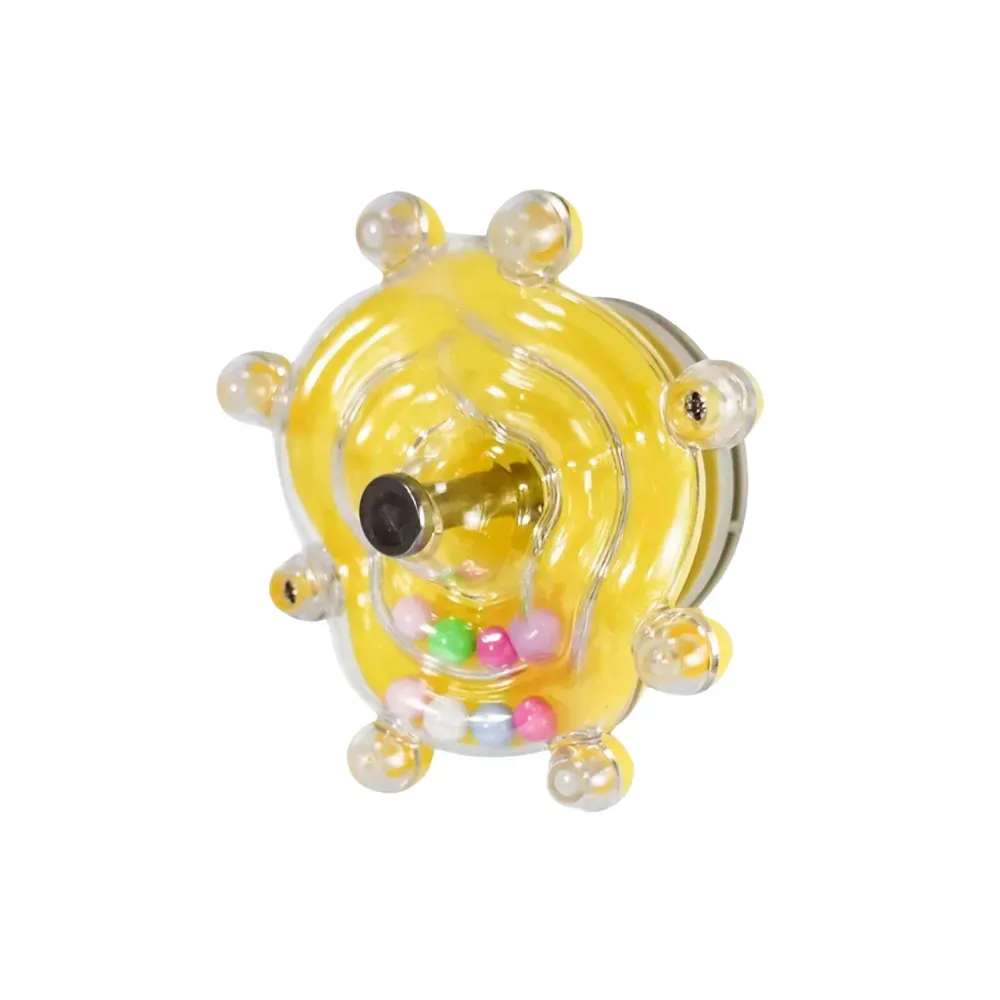 Bird Toy, Bird Bite And Decompression Toy, With Randomly Colored Beads, Multifunctional Hanging Bird Toy, Yellow Spinning Bird Toy with Randomly Colored Beads