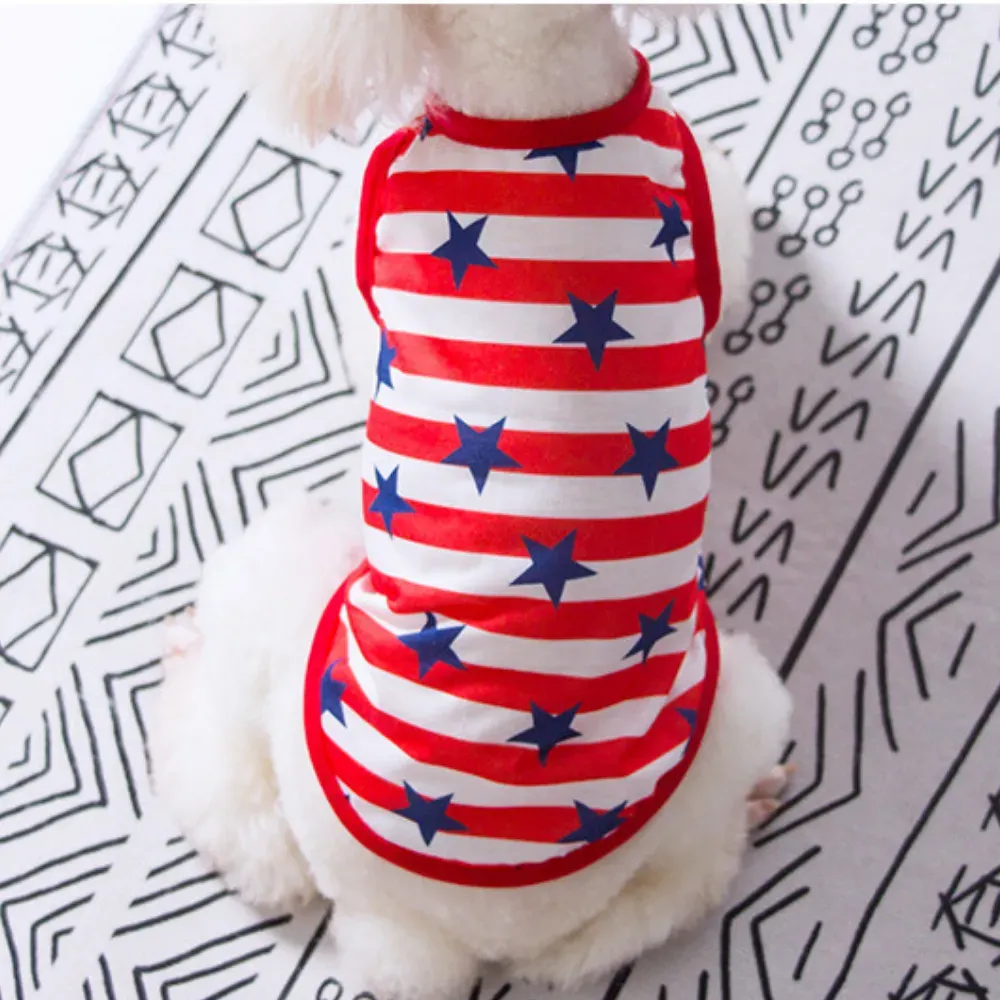 Summer Lightweight Stripe and Star Pet Vest for Dogs (5) Ideal for small to medium-sized pets, ensuring a perfect fit.