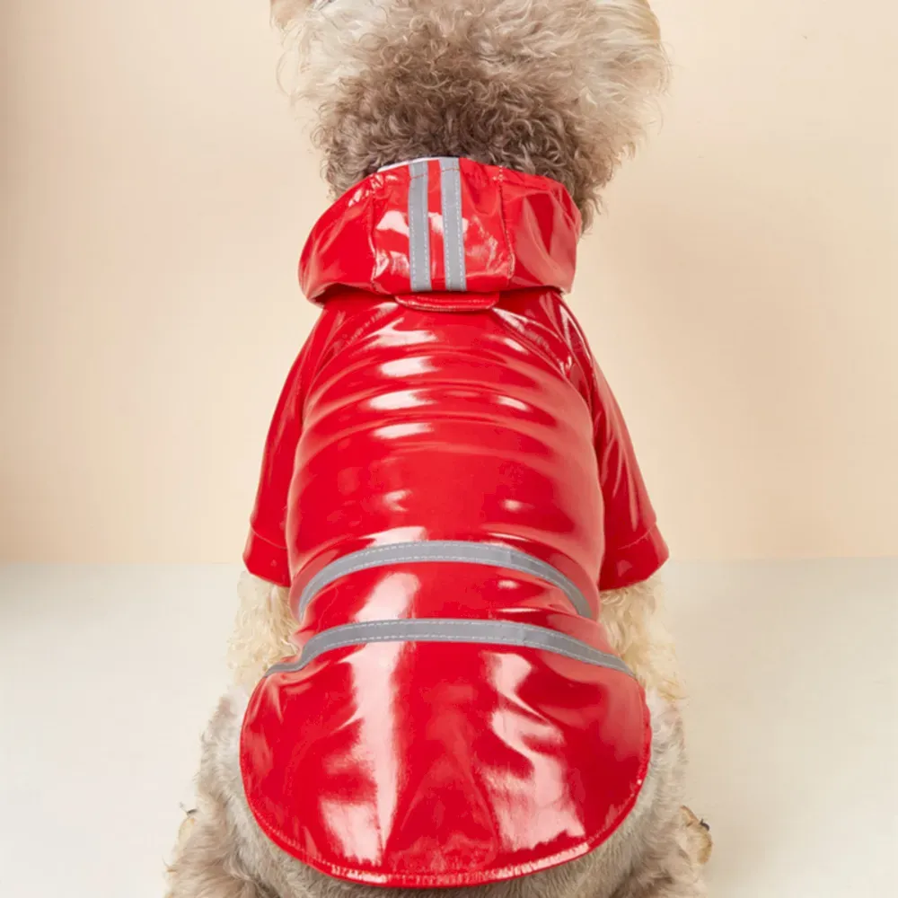 red PU dog raincoat