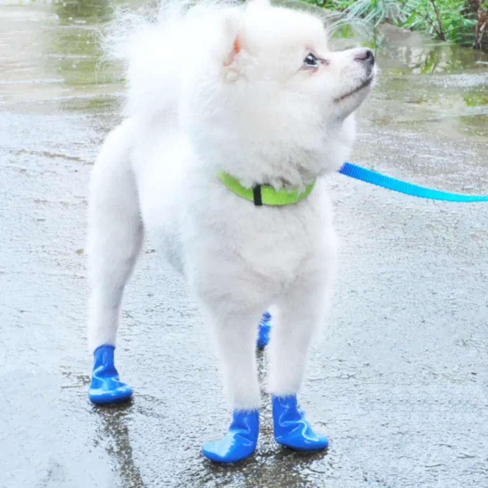rubber anti-slip dog rain boots